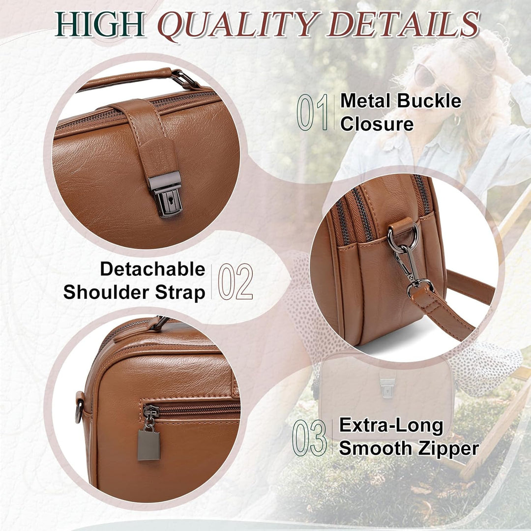 Kasgo Umhängetasche Damen, Elegant PU Leder Crossbody Bag Schultertasche Klein Handtasche für Frauen