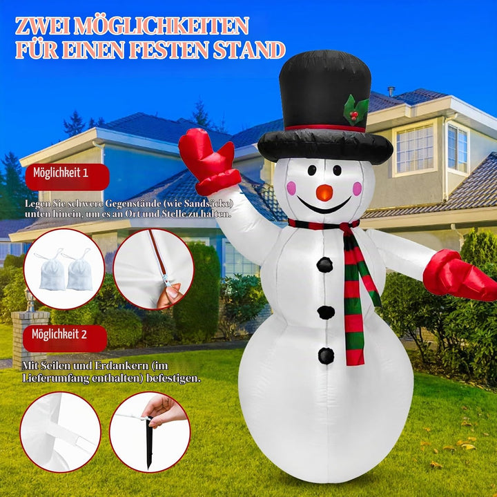 1.8m Aufblasbarer Schneemann Weihnachten mit LED Lichtern Aussendekoration Aufblasbarer Schneemann W