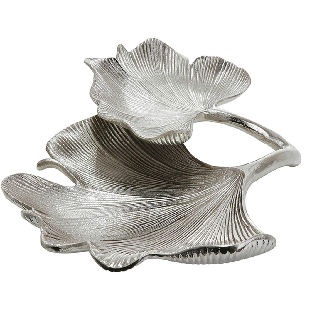 GILDE Deko Schale Ginkgo - Dekoschale aus Aluminium in silber B 34 cm