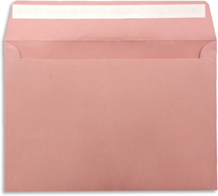 100x Briefumschläge DIN C5 Altrosa (Rosa) - 16,2 x 22,9 cm - Haftklebung - Edle Kuverts für grosse E
