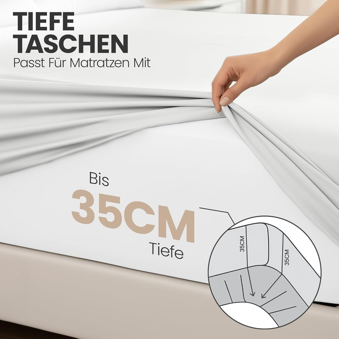 Utopia Bedding - 2er Set Spannbettlaken 140x200cm - Weiss - Gebürstete Mikrofaser Spannbetttuch - 35