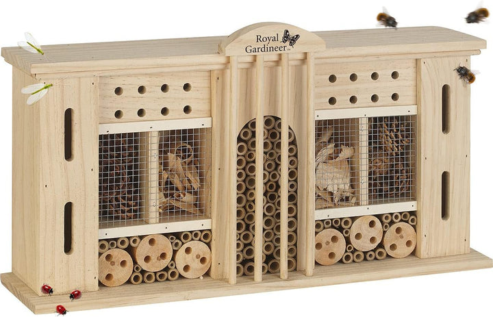 Royal Gardineer Bienenhaus: XXL-Naturholz-Insektenhotel und Nisthilfe Grand Hotel, 28 x 50 cm (Luxus
