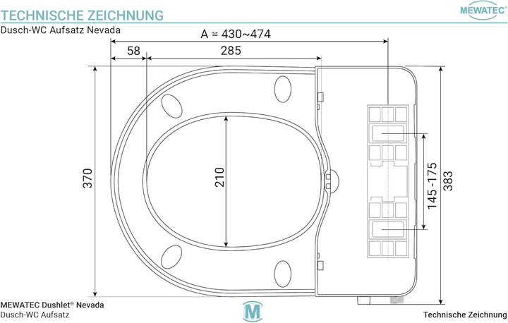 Bidet Aufsatz für Toilette - MEWATEC Nevada - Dusch WC ohne Strom