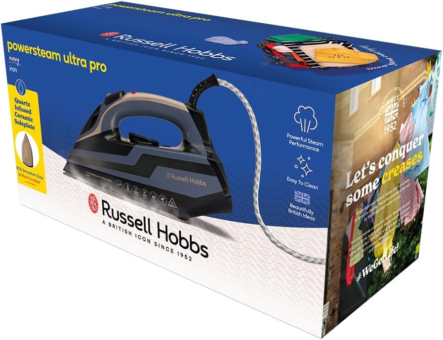 Russell Hobbs Dampfbügeleisen, 3100W, 210g Extra-Dampfstoss, Blau Powersteam Ultra Pro 3100W, Powers