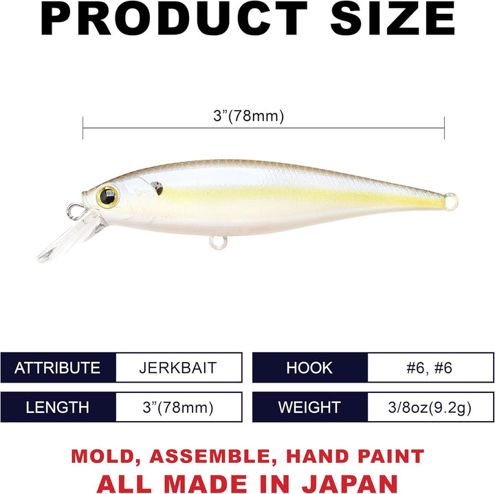LUCKY CRAFT Pointer 78 Angelköder Jerkbait Chartreuse Shad 3-Inch, Chartreuse Shad 3-Inch