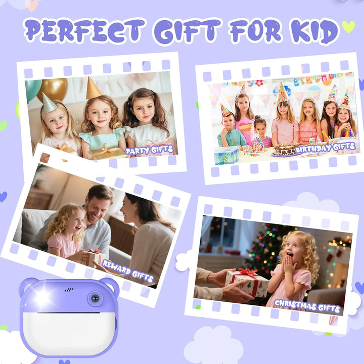 Kinderkamera Sofortbildkamera mit Druckpapier &amp; 32GB TF Karte, 1080P Digitalkamera Kinder Sofortdruc