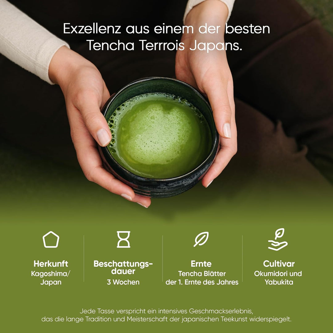 Kaizen® Ichiban Matcha Set - Contest Ceremonial Bio Matcha, handgefertigte Chawan-Teeschale, Besen &