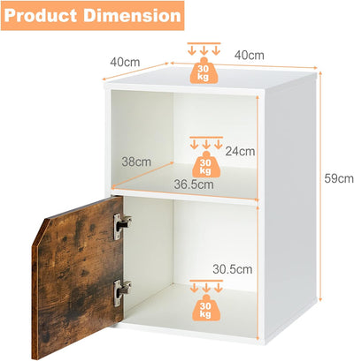 GIANTEX Nachttisch 2er Set, Nachtschrank Nachtkommode Industrie Stil, Beistelltisch Sofatisch Holz,