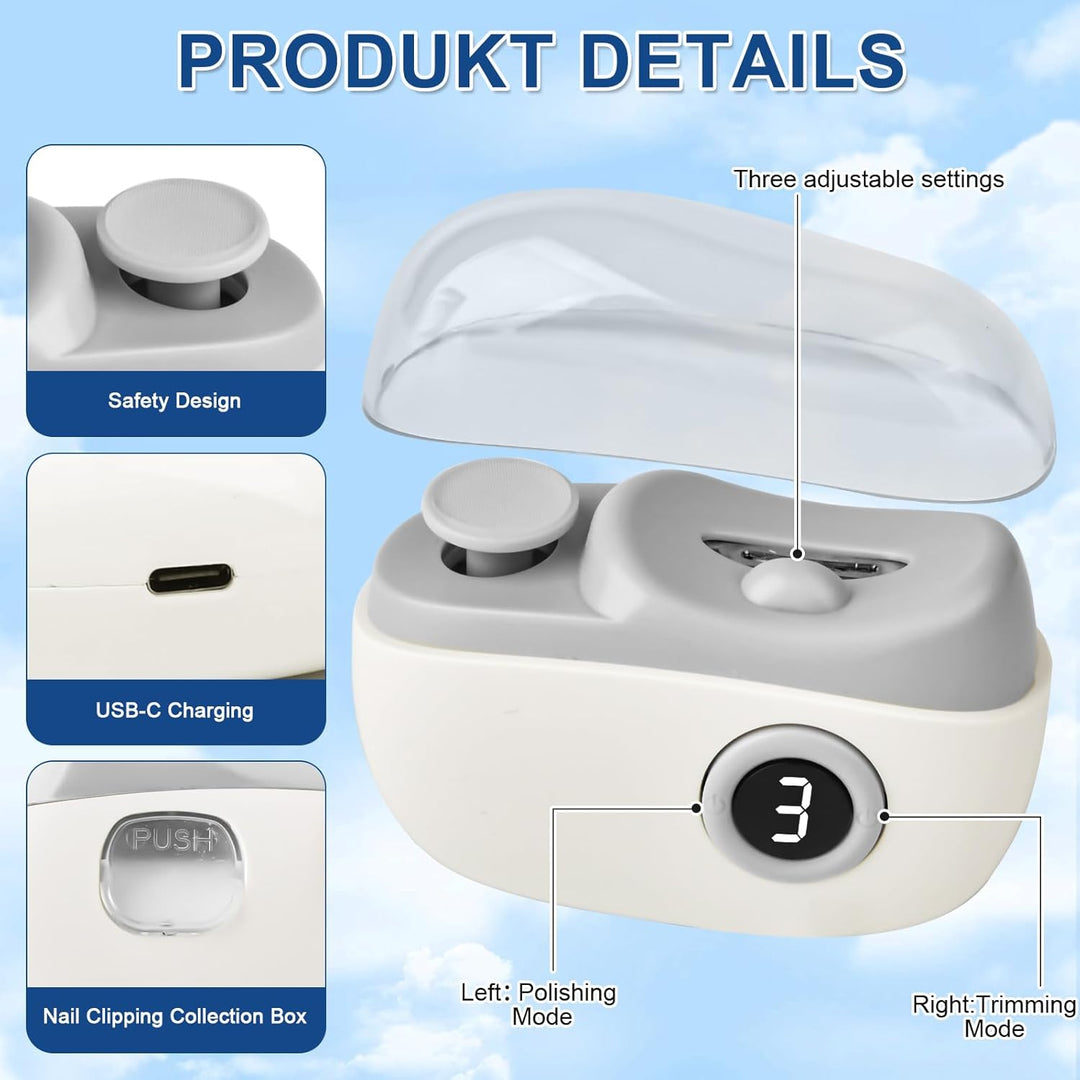 Elektrischer Nagelknipser, 3-in-1Elektrische Nagelfeile, Multi-Functional Nagelschneider Elektrischm