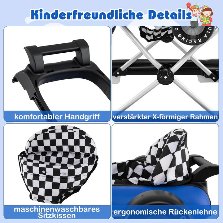 COSTWAY 4 in 1 Lauflernhilfe, Lauflernwagen klappbar mit einstellbarer Höhe, Baby Walker Autoförmig