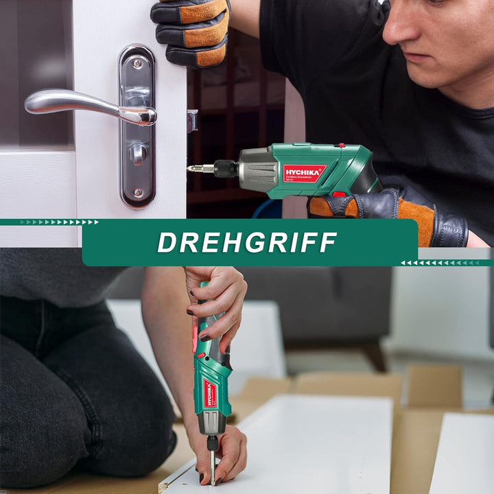 HYCHIKA Akkuschrauber, 6N·m Drehmoment 2000mAh 3,6V Akku mit 35 Zubehörteilen, LED-Licht und Taschen