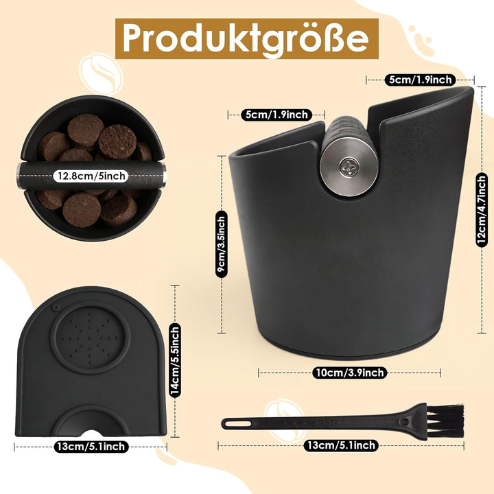 Abklopfbehälter für Siebträger,Gross Knock Box Stossdämpfende,Kaffeesatz Abschlagbehälter mit Abnehm