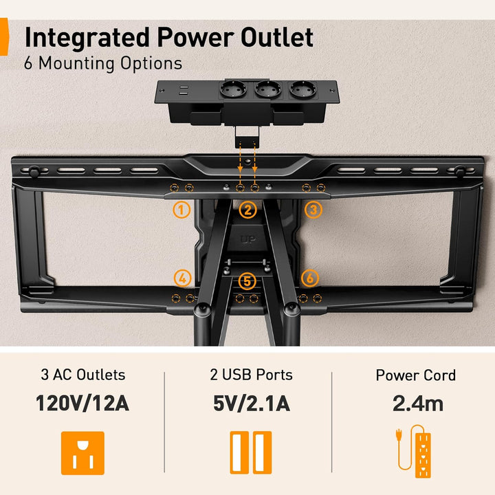 Perlegear TV Wandhalterung PGLF18 mit 822mm Langem Arm & PGLF11 TV Wandhalterung mit Steckdosenleist