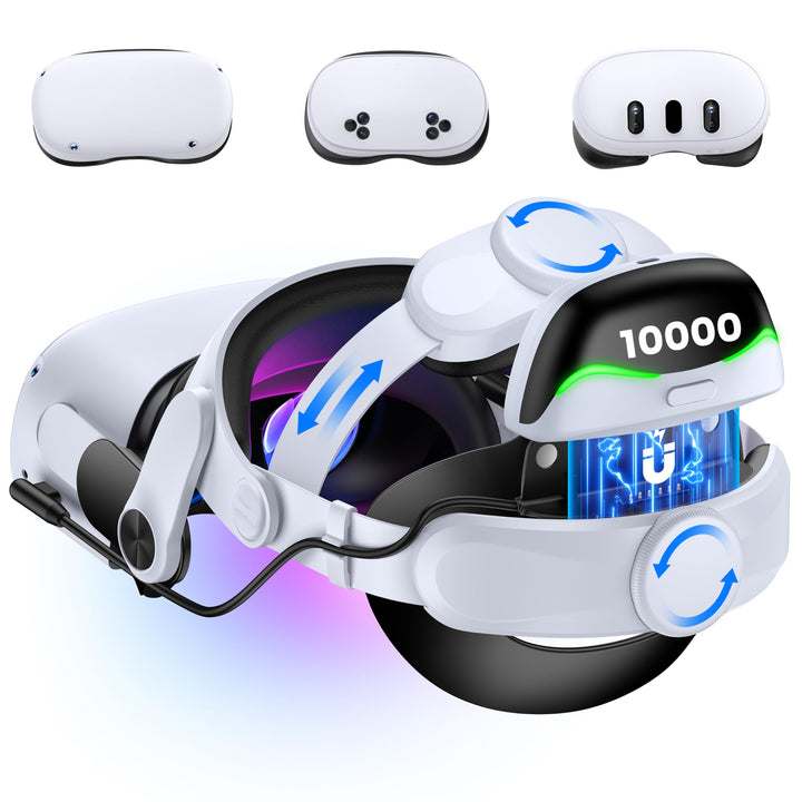 BEBONCOOL Headstrap für Meta Quest 3/3S/2 mit 10000 mAh Magnet Akku-Digitales Display,5H längere Spi