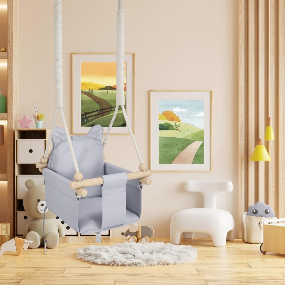 MAMOI® Babyschaukel, Baby schaukel Indoor, Kinderschaukel aus Holz, Holzschaukel für Kinder, Schauke