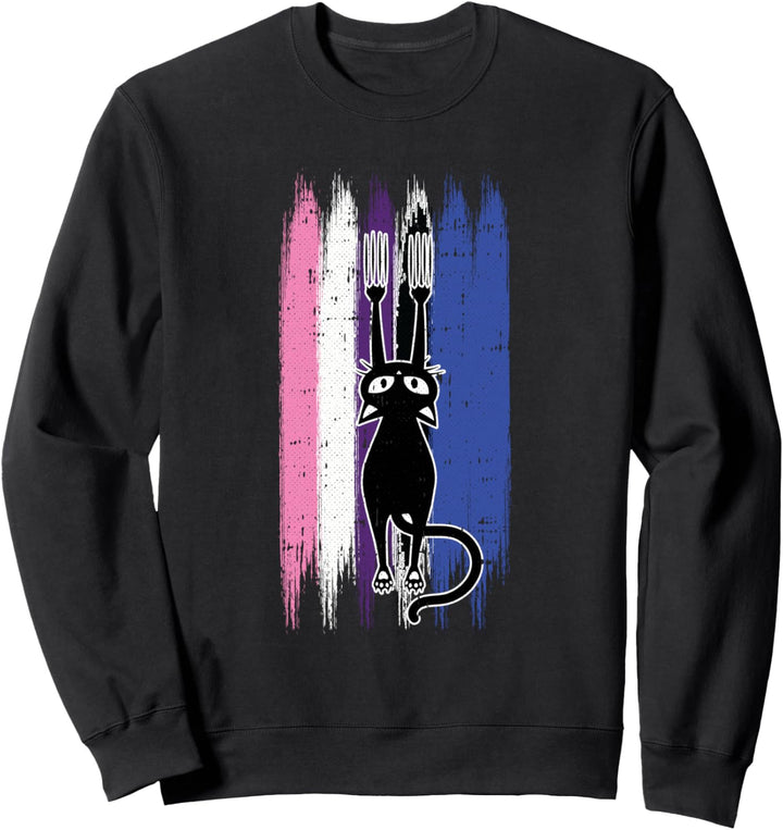 Cat Scratching Gender-fluid Pride Kitten Kitty LGBT-Q Ally Sweatshirt