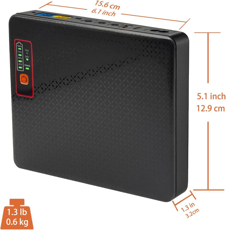 Mini UPS 12V/1,5A Router USV 16000mAh (59Wh) Unterbrechungsfreie Stromversorgung 9V/1A USB 5V/2A, 16