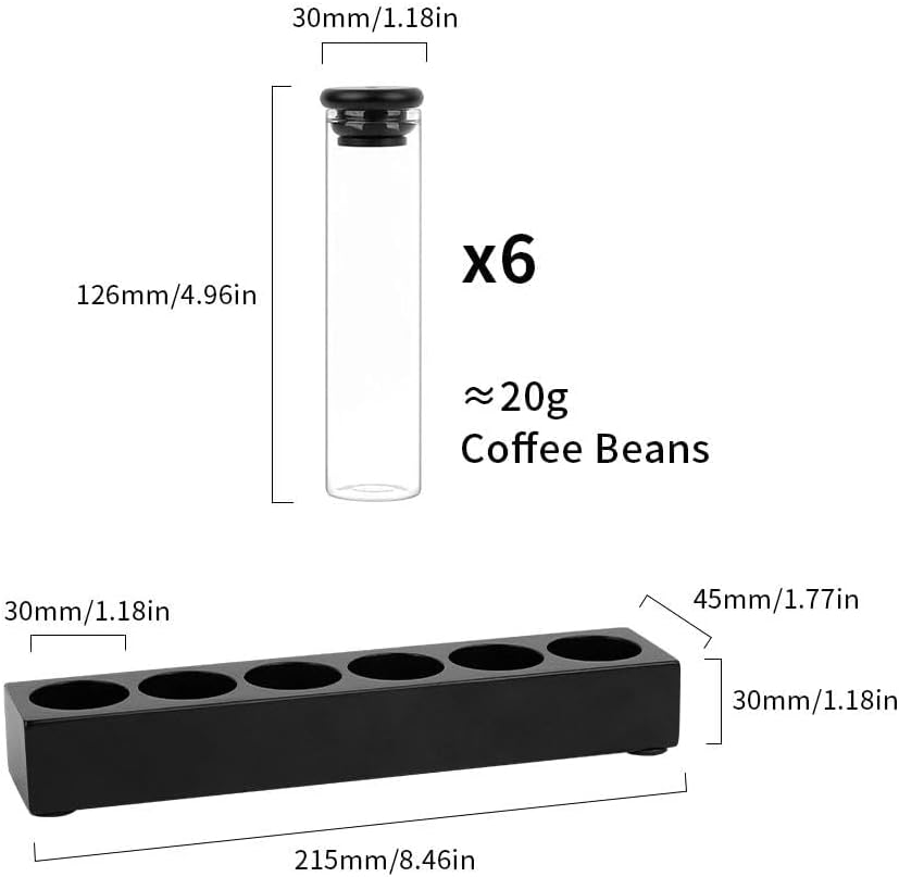 watchget Kaffeebohnenbehälter, 6 Stück Kaffeebohnenkeller-Röhren, Einzeldosis, Kaffeebohnen-Aufbewah