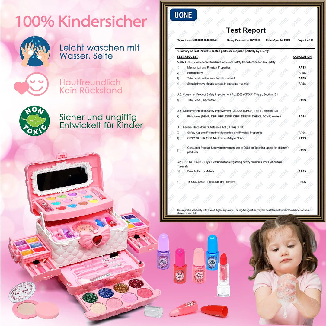 Kinderschminke Set Mädchen Schminkkoffer Mädchen- Sicheres und Waschbares Schminke Kinder Mädchen, E