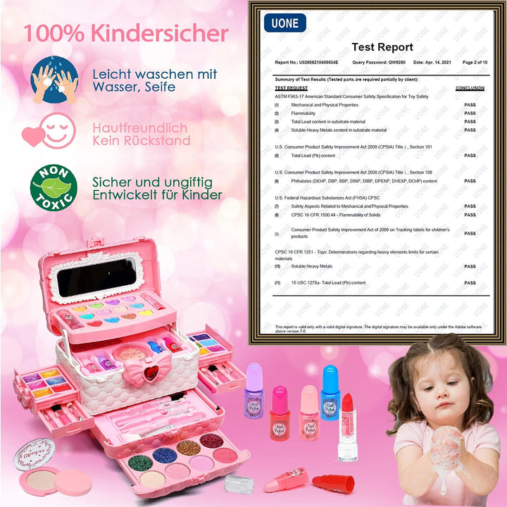 Kinderschminke Set Mädchen Schminkkoffer Mädchen- Sicheres und Waschbares Schminke Kinder Mädchen, E