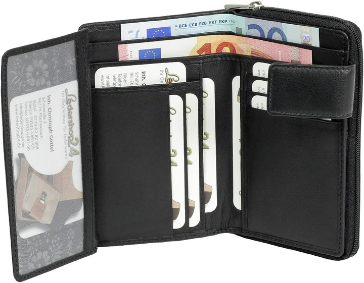Branco Leder Geldbörse Portemonnaie Damenbörse Damen Lang Geldbeutel Schwarz, Schwarz