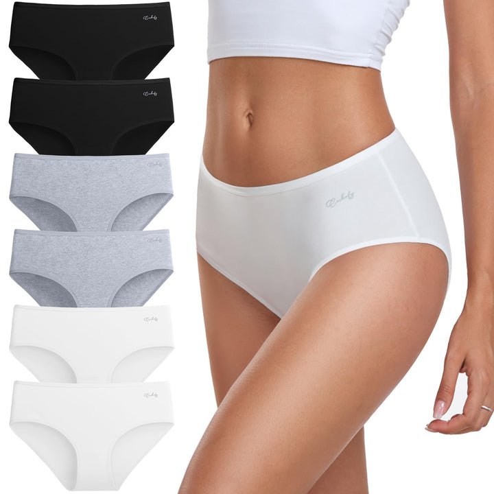 coskefy Unterhosen Damen, 6er Pack Slips Damen Baumwolle, Bequeme Frauen Unterwäsche, Atmungsaktiv P