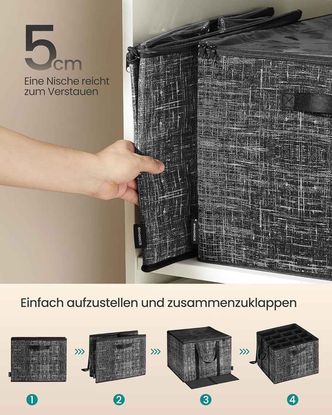 SONGMICS Schuh-Organizer, 2er Set, jeder für bis zu 16 Paar Schuhe, Schuhaufbewahrung, Griffe, trans