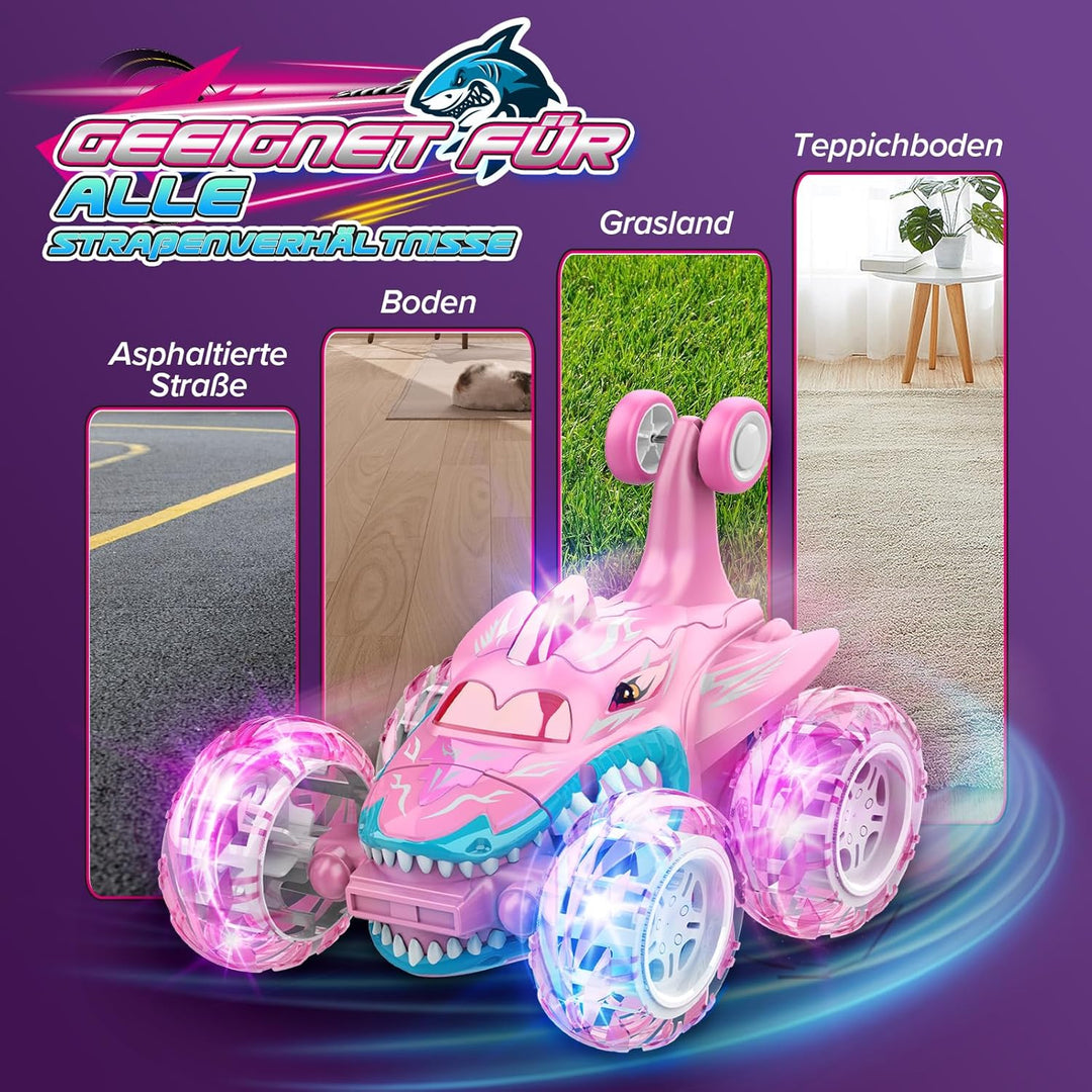Dislocati Hai RC Stunt Auto, 2.4Ghz 360°-Drehung LED Ferngesteuertes Auto, Spielzeug & Geschenke für