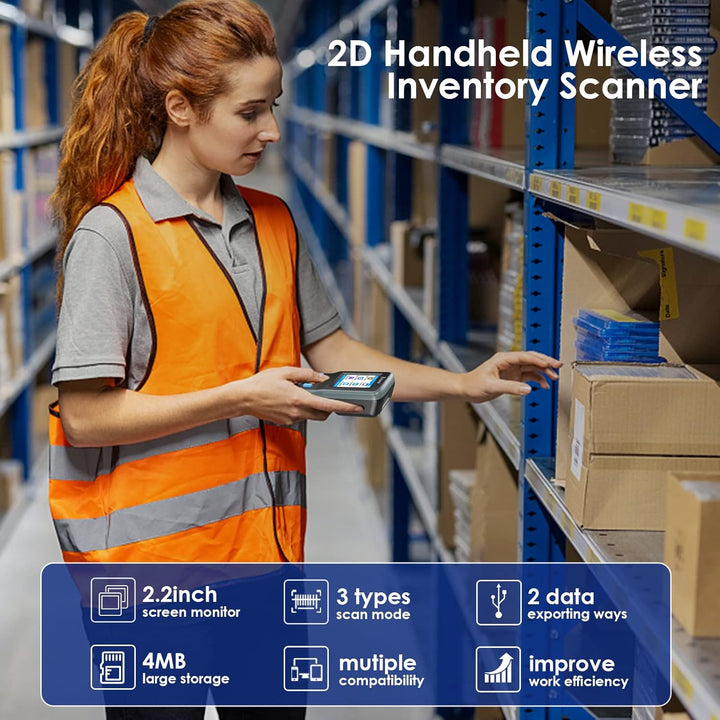Eyoyo 2D Inventar Scanner Datensammler, tragbarer QR 1D Wireless Barcode Scanner, Handheld Data Term