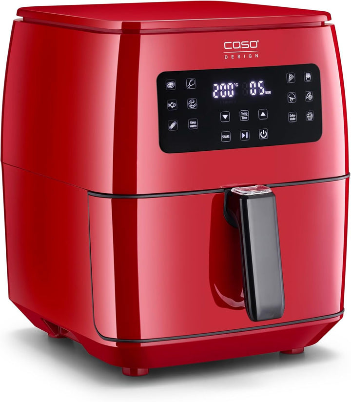 CASO AF 600 XL Red - grosse Heissluftfritteuse mit 6L Korbvolumen, 12 Automatik-Programme, Sensor-To