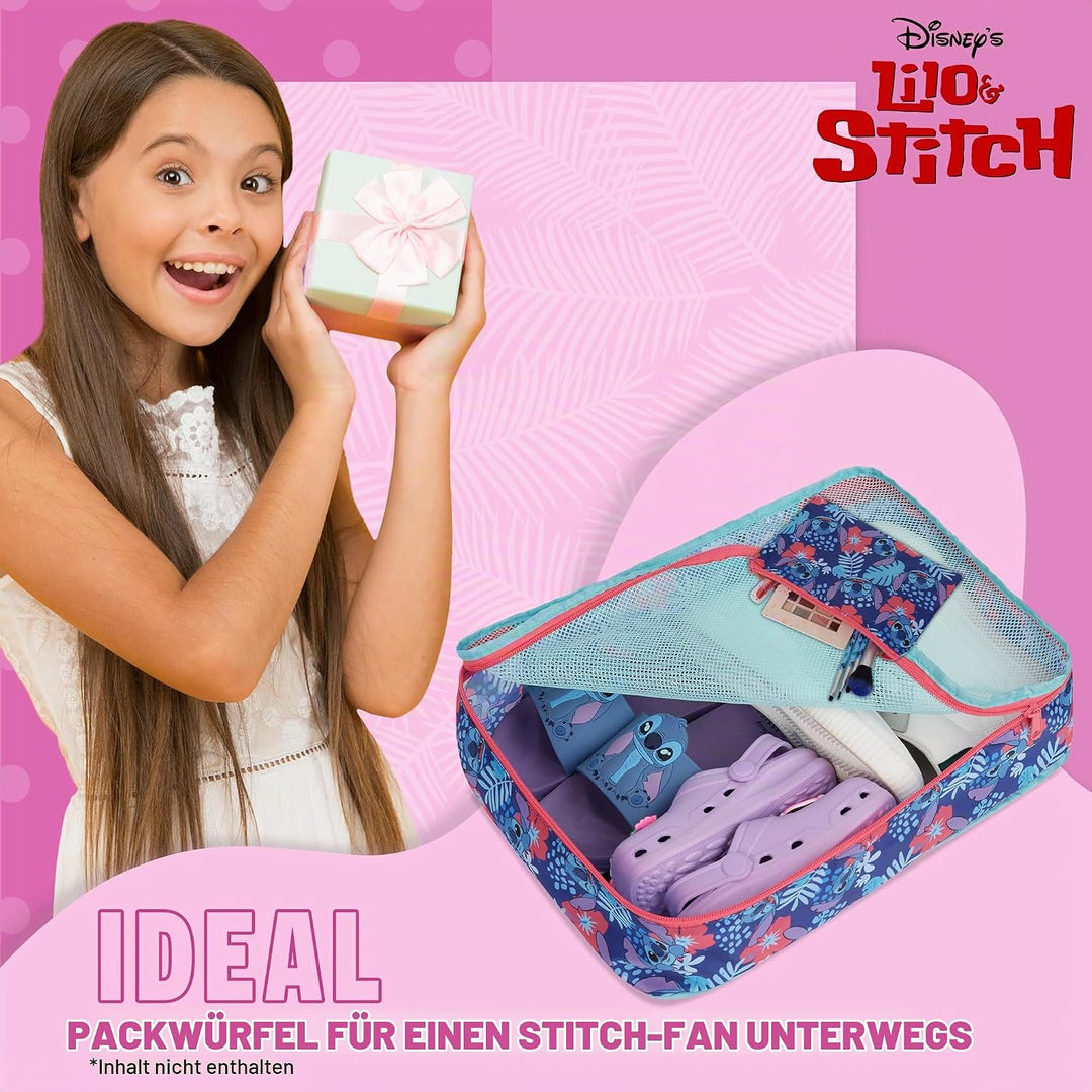 Disney Travel Organizer Taschen 4er-Set mit 3 Packing Cubes &amp; 1 Kosmetiktasche Blau - Reise Zubehör