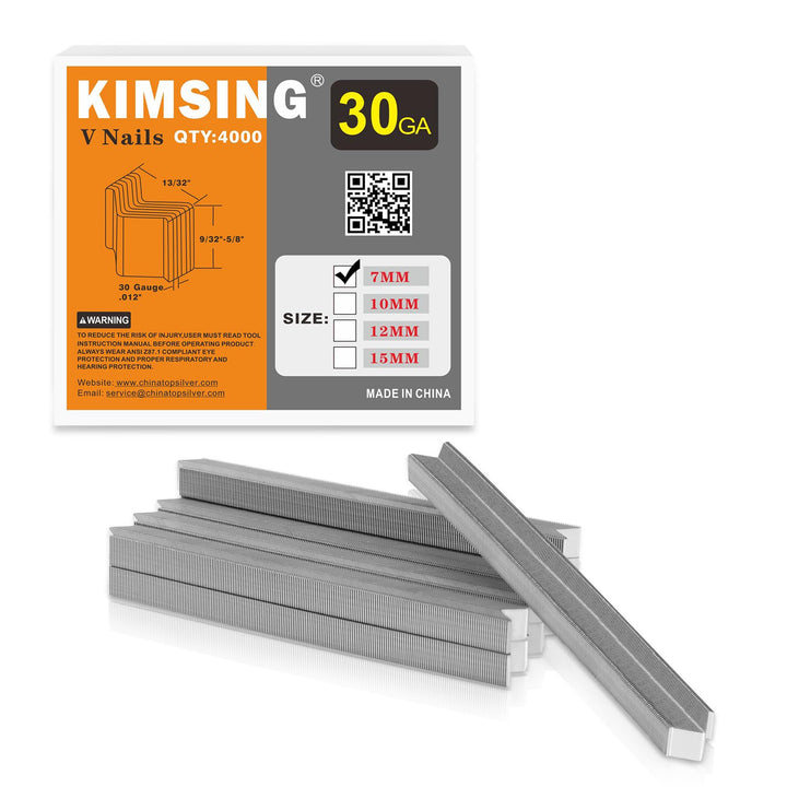 KIMSING 7mm V-Nägel mit Schenkellänge, 4000 Stck./Karton, Holzverbindungsnägel, für V1015 Bilderrahm