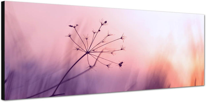 Paul Sinus Art Panoramabild auf Leinwand und Keilrahmen 150x50cm Wiese Sonnenaufgang abstrakt Vintag