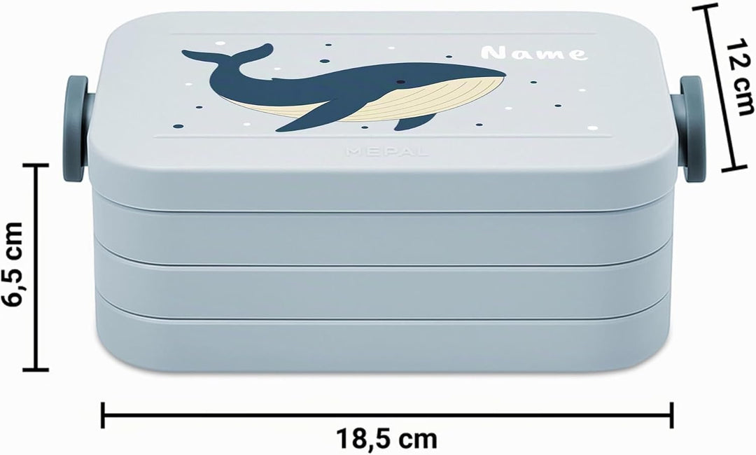 printplanet® Personalisierbare Brotdose „Layout Wal“ – Lunchbox/Bento Box von Mepal – mit eigenem Na