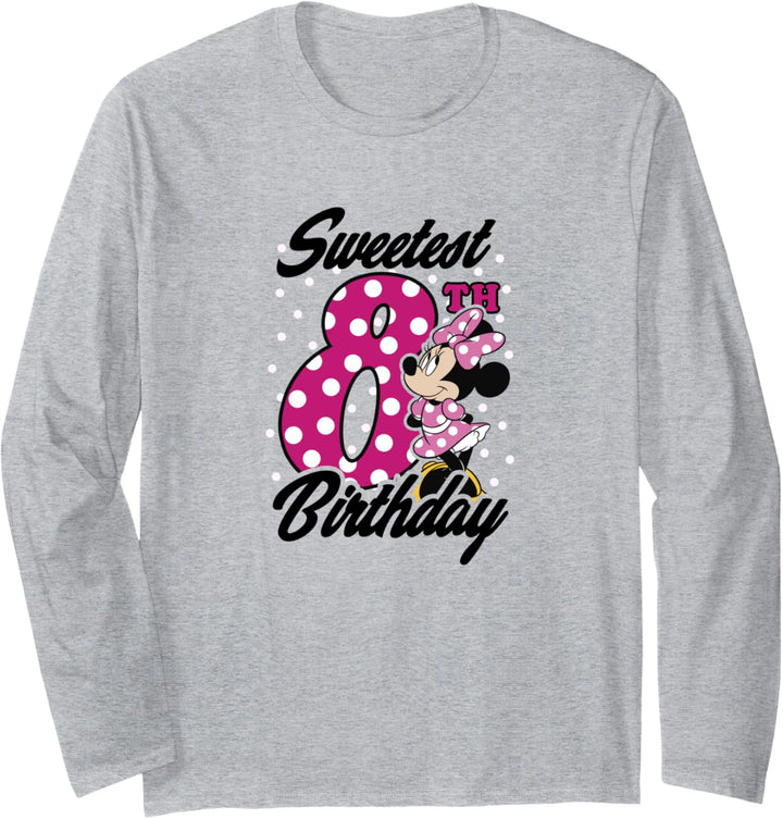 Disney Minnie Mouse Pink Polka Dot Sweetest 8th Birthday Langarmshirt