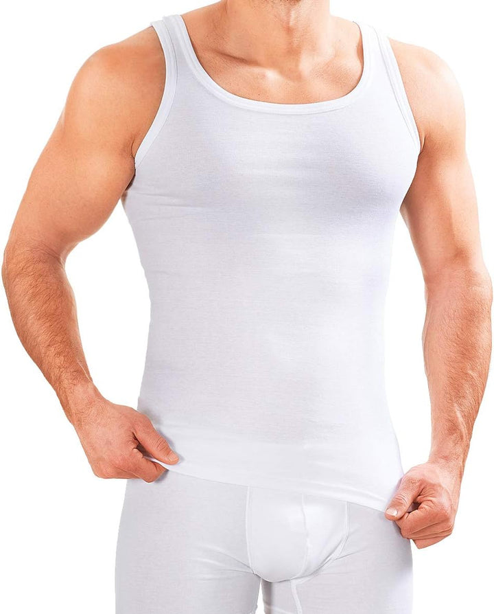 MERISH Herren Unterhemd 5er Pack Tank Top Feinripp Baumwolle Weiss T-Shirt 400 S 400 5er Pack Weiss,