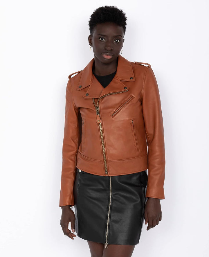 Schott NYC Damen Jacke XS Cognac, XS Cognac