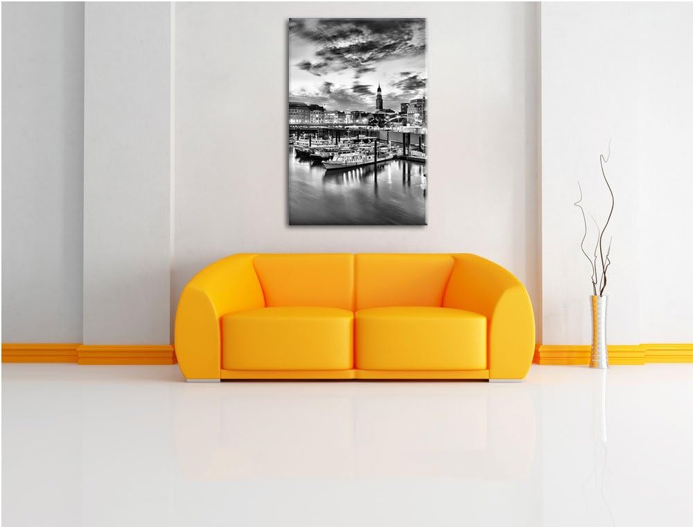 Pixxprint Hamburger Hafen am Abend als Leinwandbild/Grösse: 100x70 / Wandbild/Kunstdruck/fertig besp