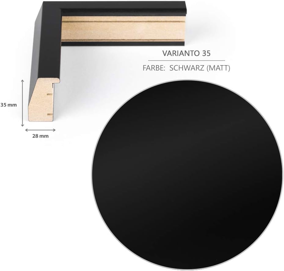 Objektrahmen 2 cm tiefer Bilderrahmen VARIANTO35 80x100 cm Schwarz matt mit Passepartout 80x100 cm I