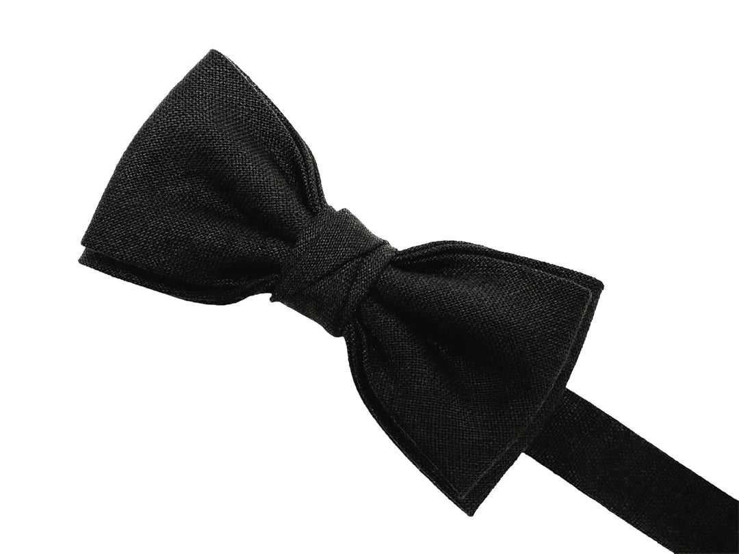 Leinen Accessoires SET: Fliege und Hosenträger Hosenträger mit Leder für Herren. Fliege Bereits gebu