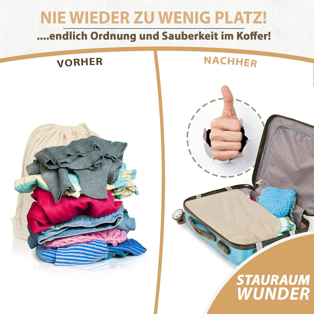 ELES VIDA® - Wäschebeutel 2 Set 50x75cm aus 100% Baumwolle - Extra grosse Heavy Duty Wäschesack - la