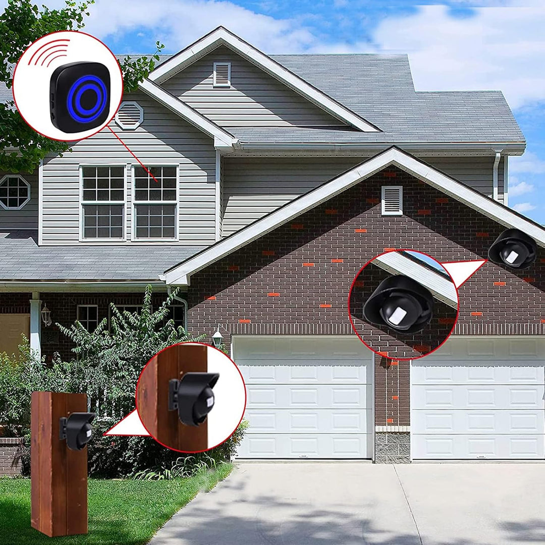 Bewegungsmelder Durchgangsmelder Alarm Katzenklingel Funkalarmanlage Set mit Plug-in-Empfänger und P