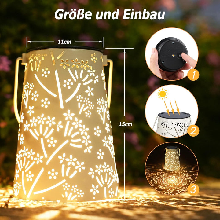 Geschenke für Frauen, JOYCREATOR Solarlaternen für Aussen 2 Stück, LED Solar laterne für Draussen IP