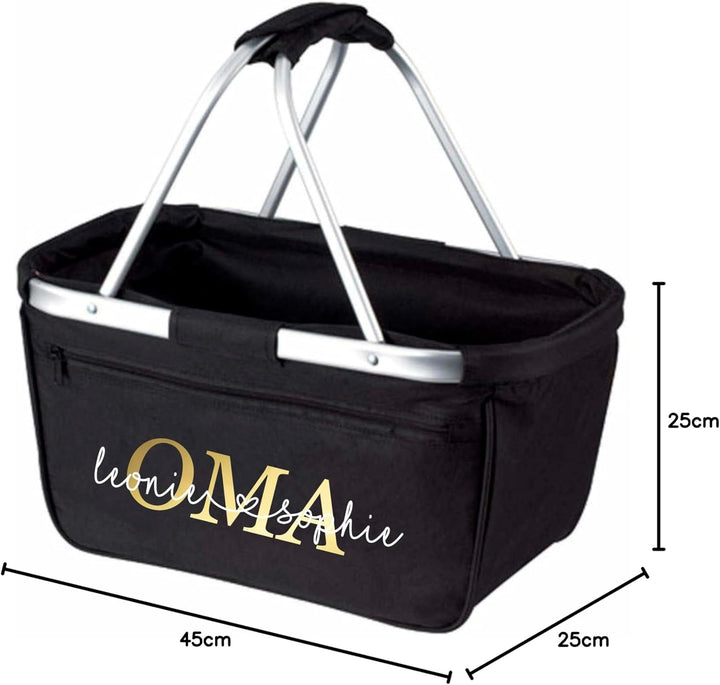 Einkaufskorb Oma - Personalisiert mit Name - Einkaufstasche faltbar Tragekorb mit Aufdruck - 45 x 25