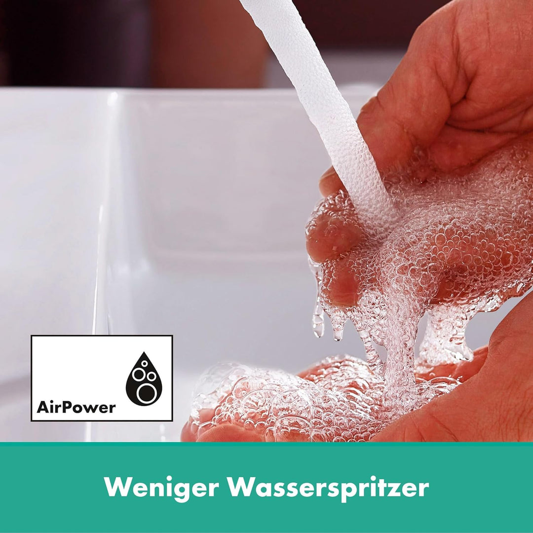 hansgrohe Waschtischarmatur Rebris S, Wasserhahn Bad mit Auslauf Höhe 210 mm, mit Zugstange, Badarma