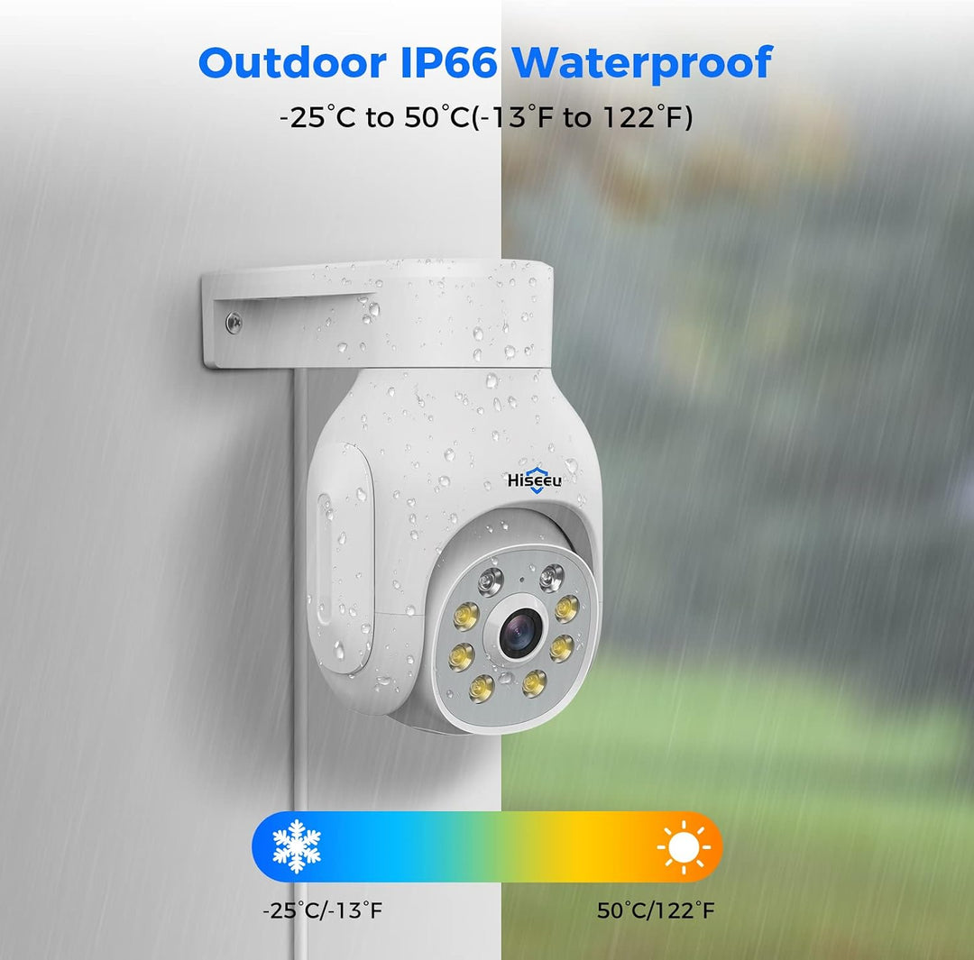 [5MP+PTZ] Hiseeu Überwachungskamera Set Aussen WLAN mit 10CH Wireless NVR,4 Pcs 5MP PTZ WiFi Kameras