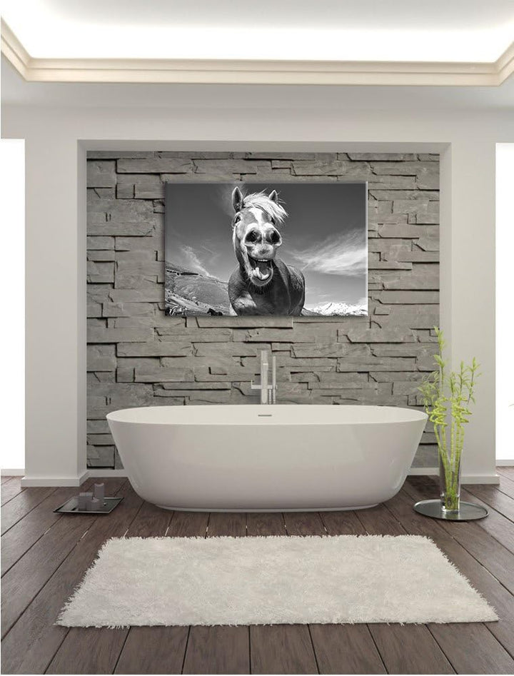 Pixxprint Pferd in der Natur als Leinwandbild/Grösse: 100x70 cm/Wandbild/Kunstdruck/fertig bespannt,