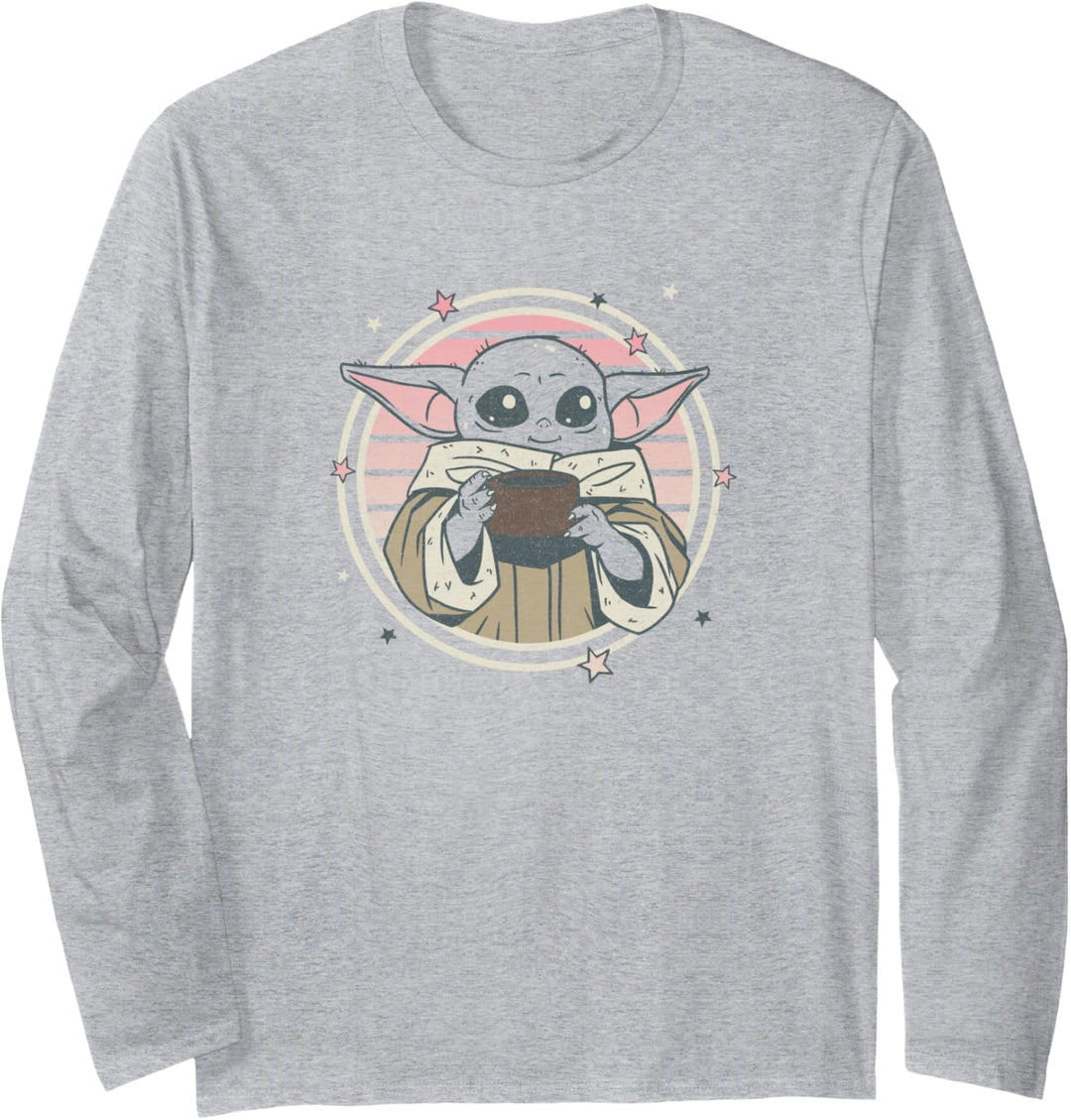 Star Wars Cutesy Yoda Sipping Langarmshirt