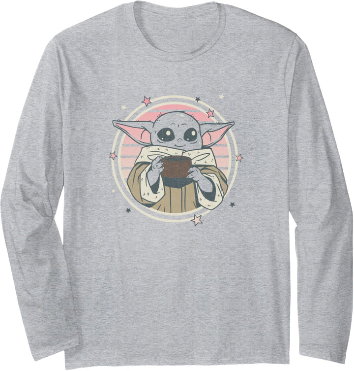 Star Wars Cutesy Yoda Sipping Langarmshirt