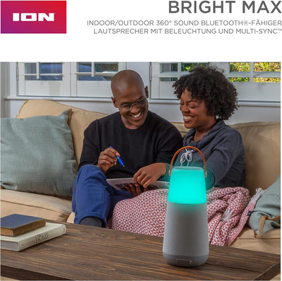 ION Audio Bright Max – Tragbarer, wasserfester 360° Bluetooth-Lautsprecher mit Beleuchtung, atmosphä